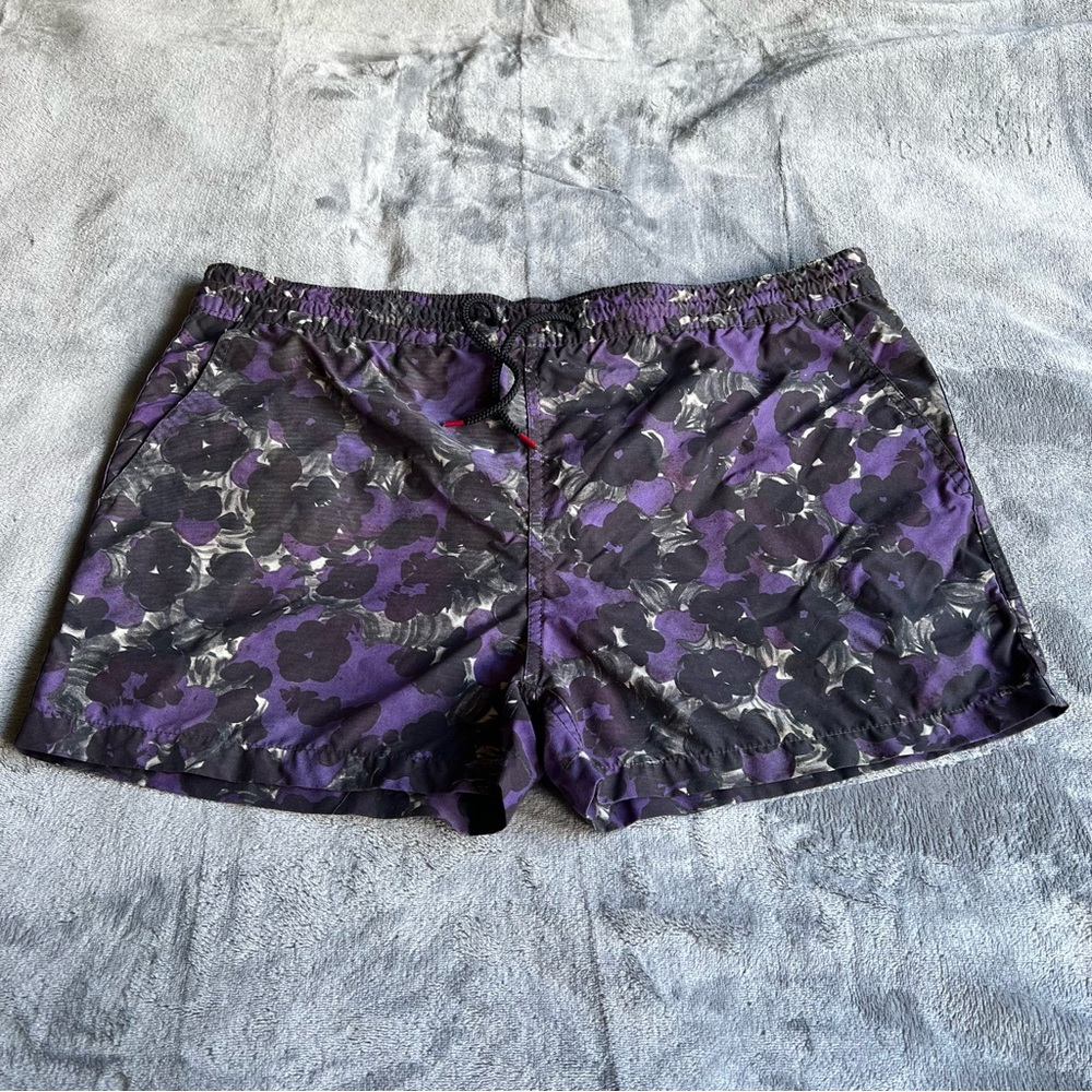 Paul Smith Purple Abstract Floral Swim Trunks Size Small Pull Up Drawstring